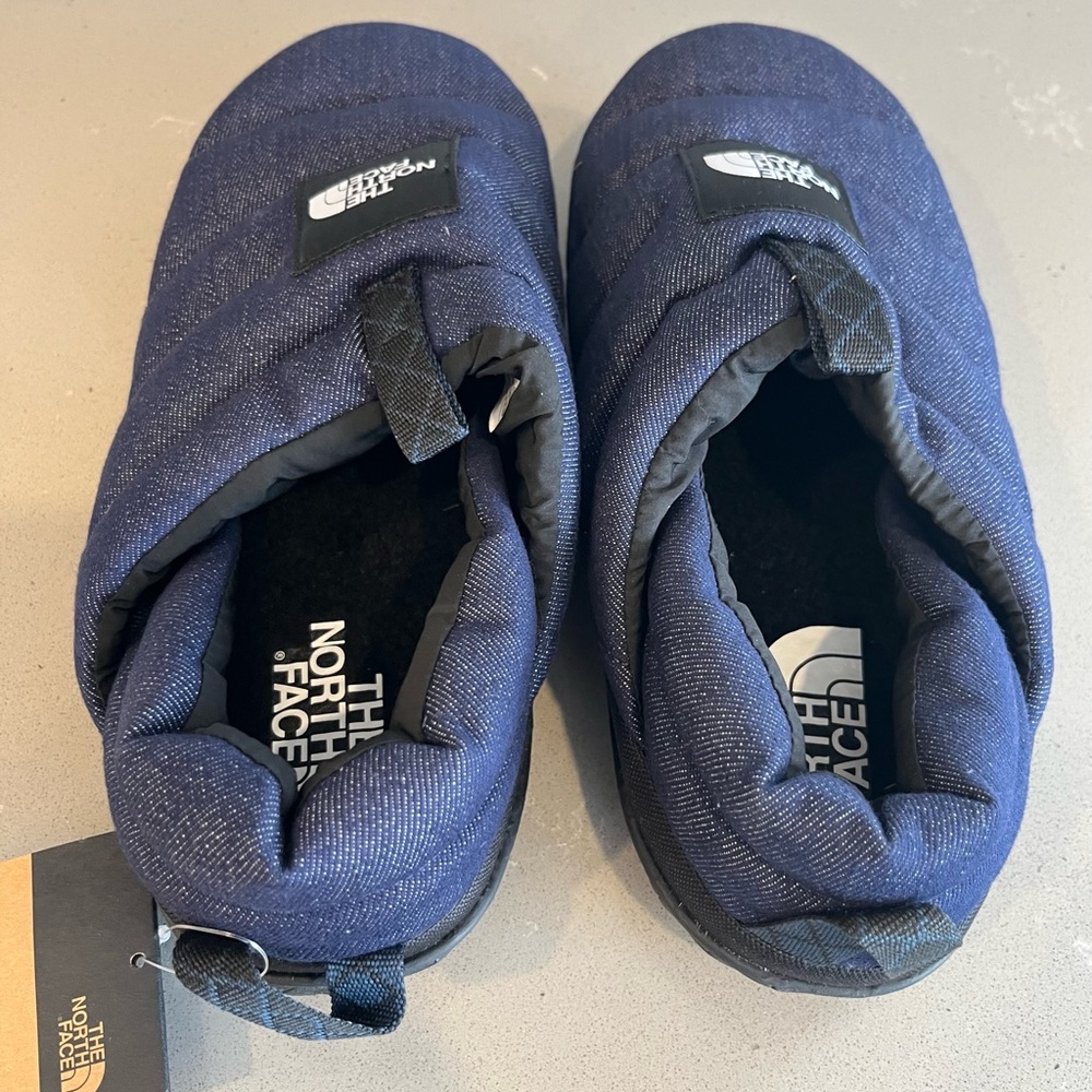 NEW The North Face Men's Nuptse Mule Slippers Shoes Dark Denim TNF Black Size 10 - Picture 7 of 13